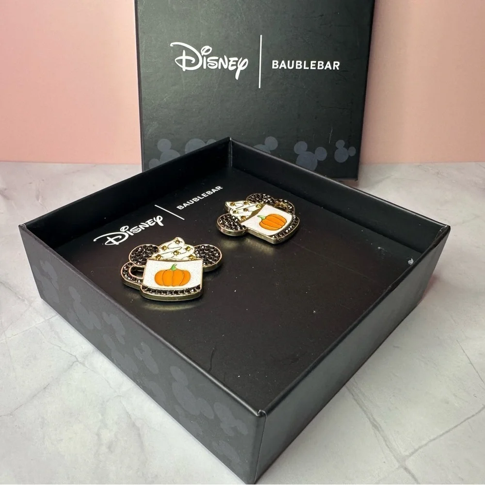 BaubleBar x Disney PSL pumpkin coffee earrings NWT